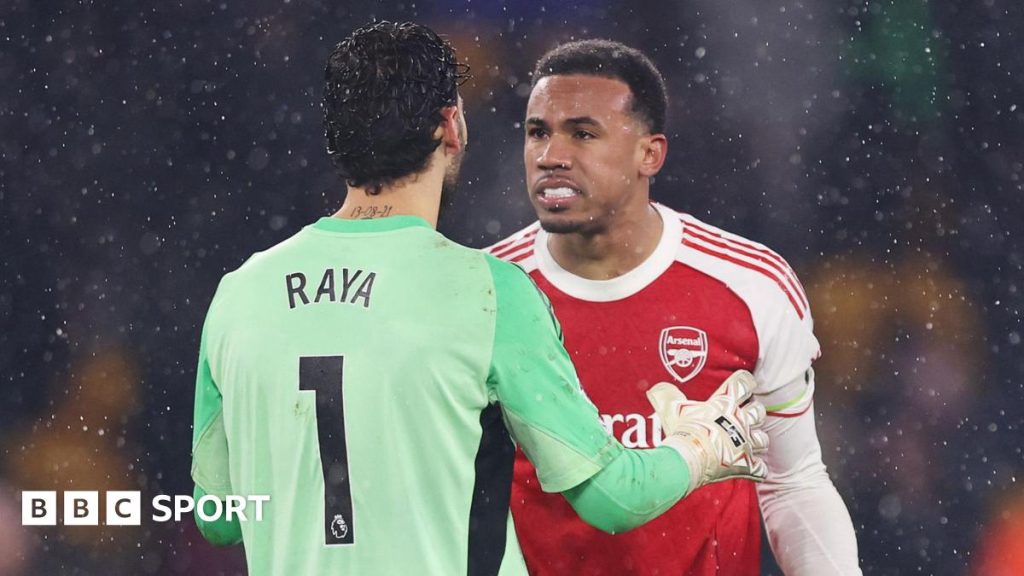 Gabriel reacts to Arsenal conceding