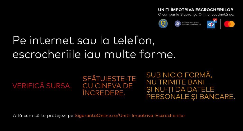 Poliția, DNSC, ARB și Mastercard lansează campania națională „Uniți împotriva înșelătoriilor”