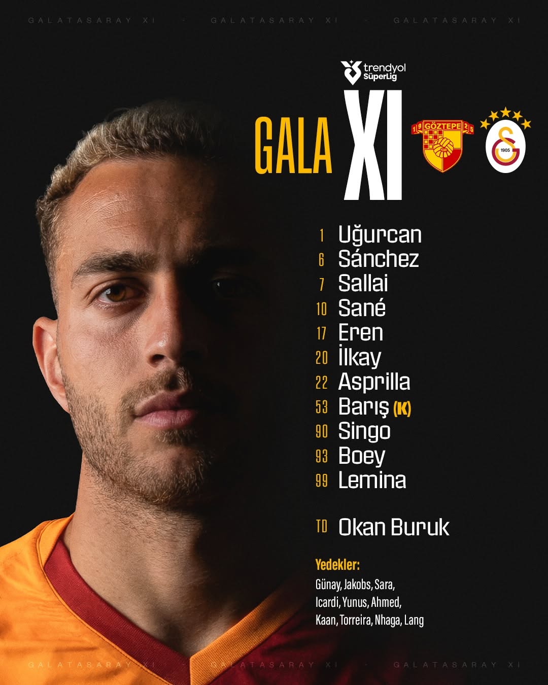 Galatasaray a stabilit echipa de start pentru meciul cu Göztepe Clubul sportiv Galatasaray a anunțat primul „11” pentru meciul cu Göztepe