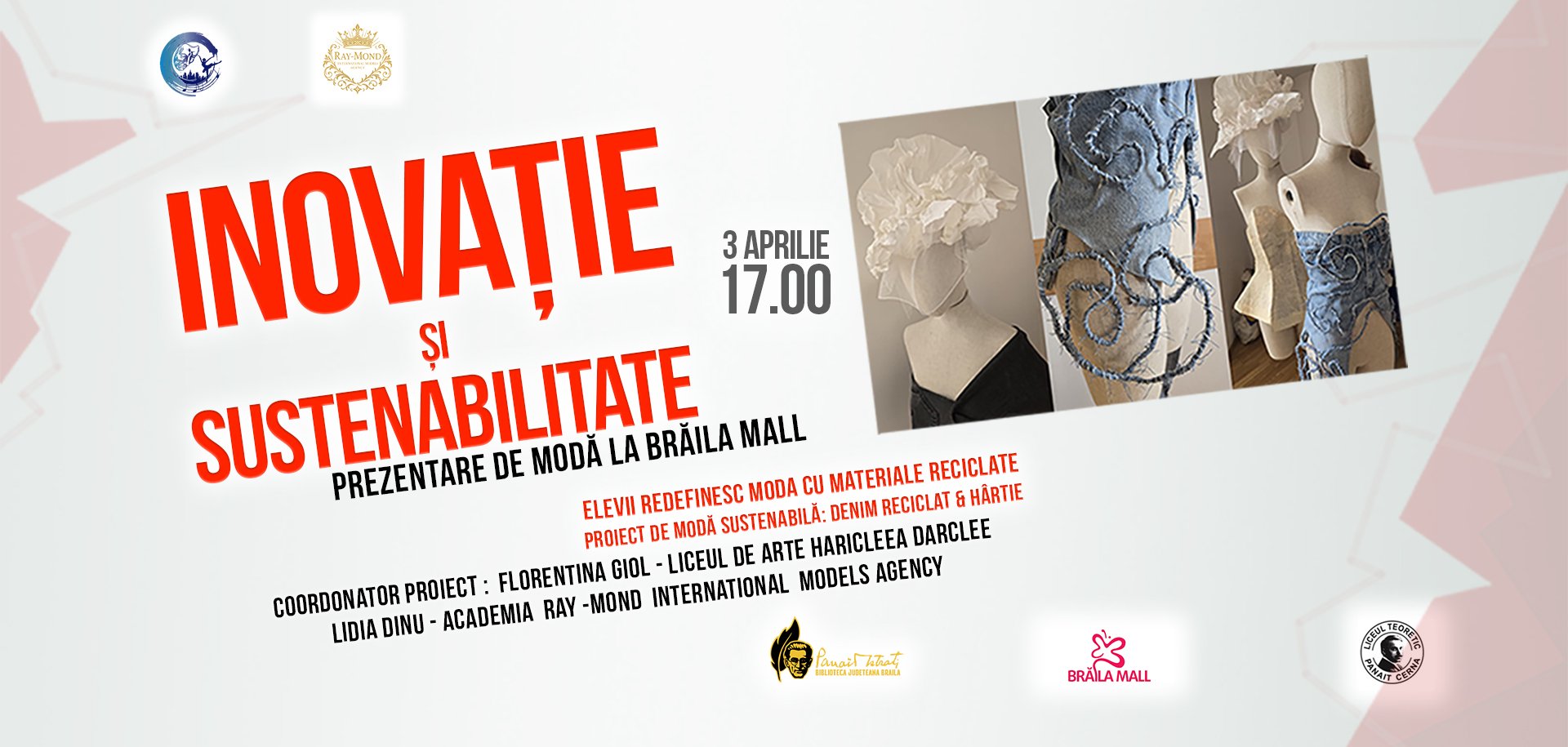 Brăila Mall va găzdui vineri, 3 aprilie, de la ora 17:00, o prezentare de modă dedicată sustenabilității, în zona Cinema City