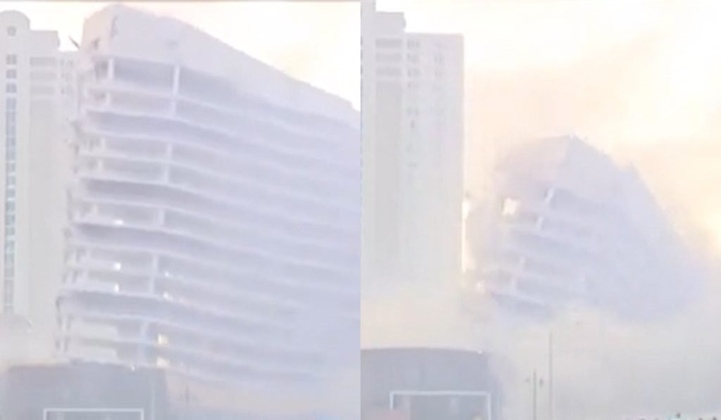 Clădire de 23 de etaje din Miami, făcută PRAF în 20 de secunde