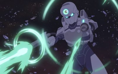 Tech Jacket firing his weapons in space in Invincible season 4