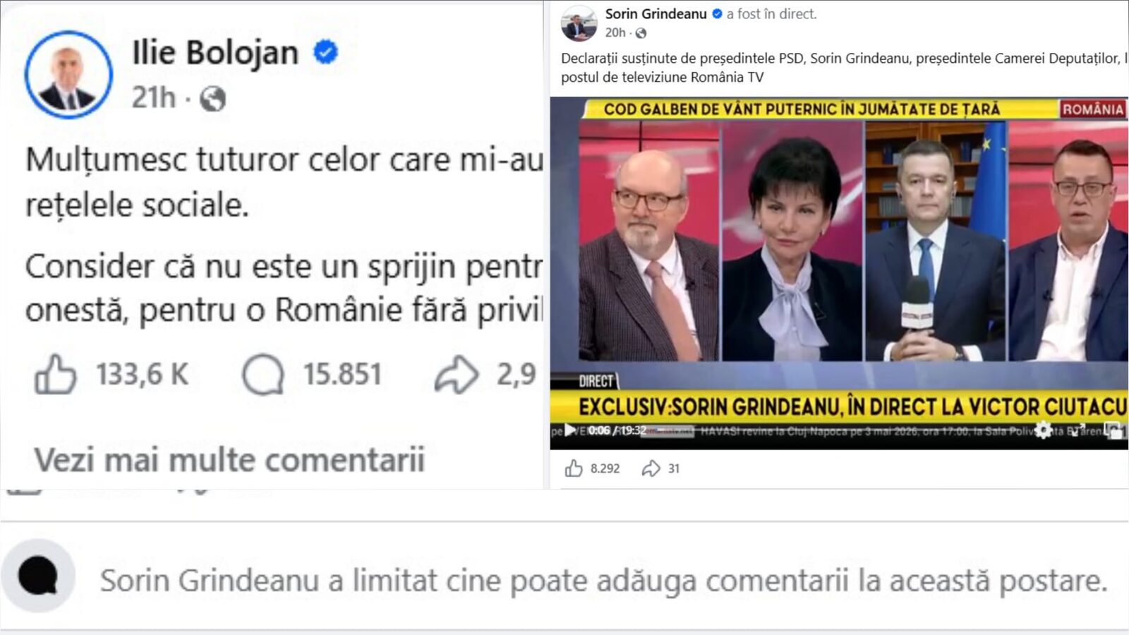 Bolojan dezbate liber, Grindeanu blochează comentariile publicului