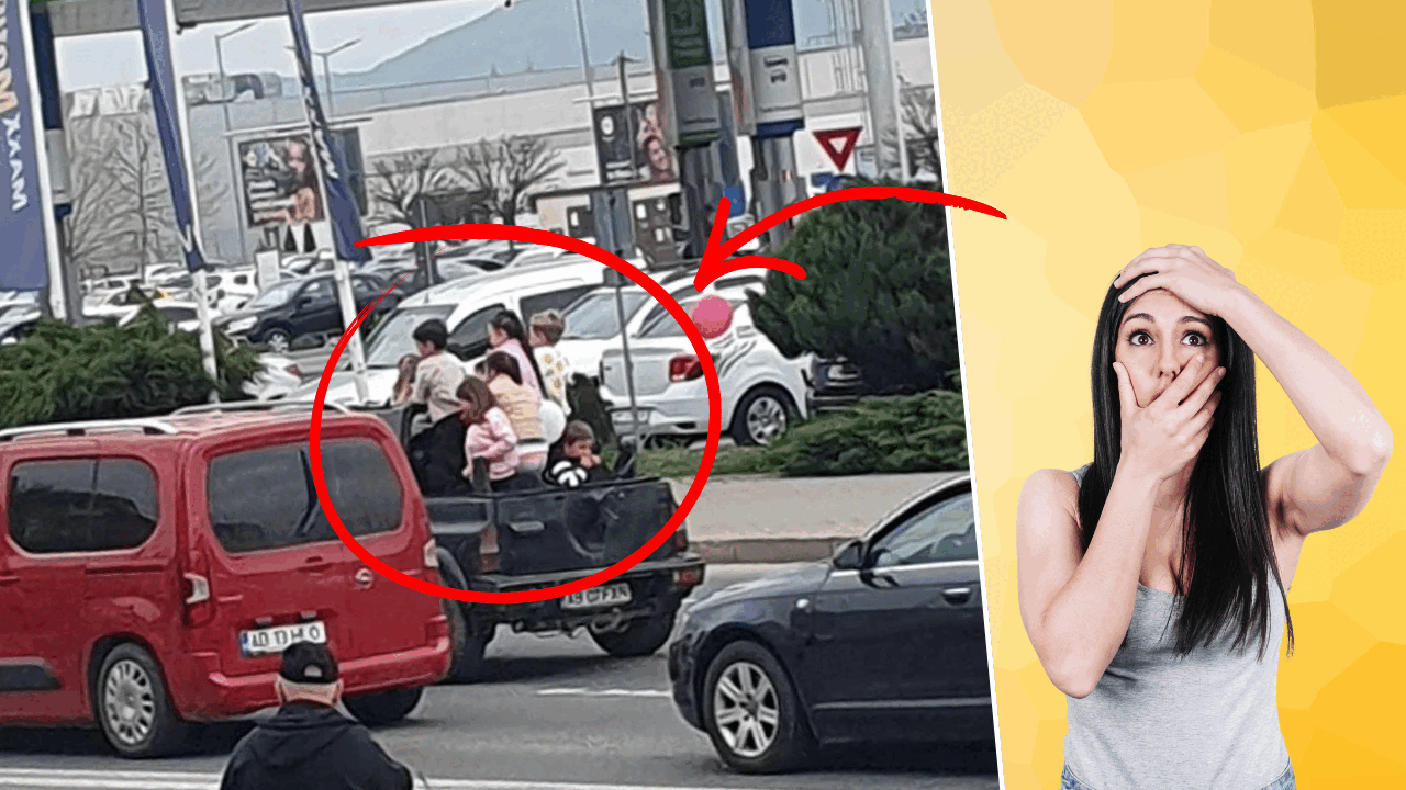 Șoferul din Alba, șapte copii în benă: imagini ȘOCANTE pe un drum aglomerat