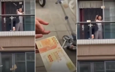 VIDEO: Scandal monstruos! Nevastă furioasă aruncă 160.000$ pe geam după ceartă