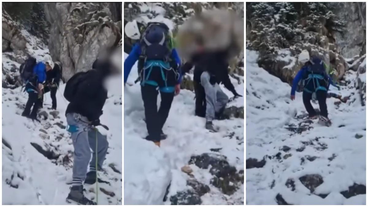 Doi turiști, salvați de pe munte: „Am stat culcați pe burtă o oră și jumătate”