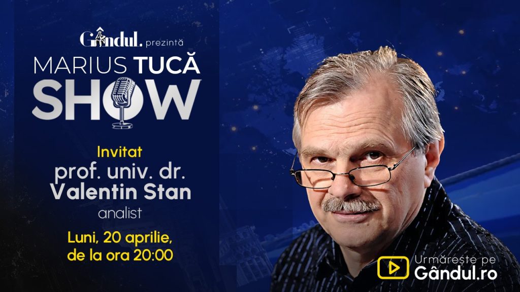 Marius Tucă revine luni, la Gândul: Prof. Valentin Stan, invitatul serii