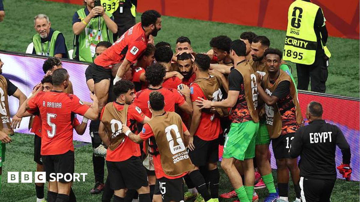 Mohamed Salah celebrates scoring for Egypt