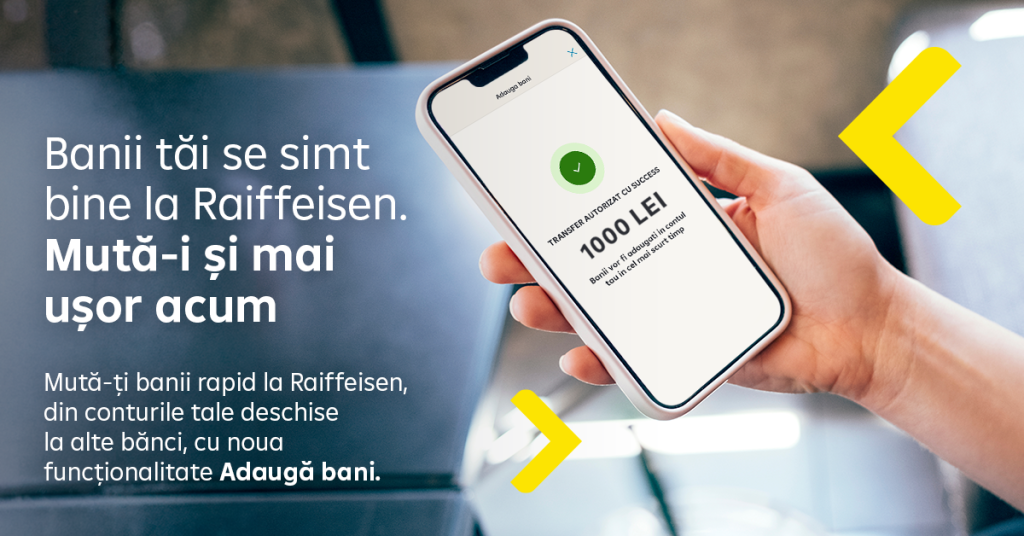 Raiffeisen Bank: Bani la un loc cu noua funcționalitate Smart Mobile