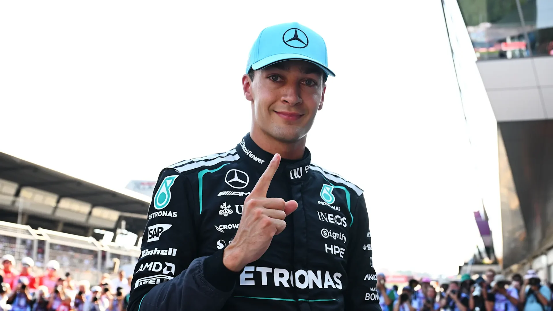 SPIELBERG, AUSTRIA - JUNE 26: George Russell of Great Britain driving the (63) Mercedes AMG