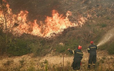 Halkidiki în flăcări: Turiști evacuați pe mare, pompieri în luptă cu focul