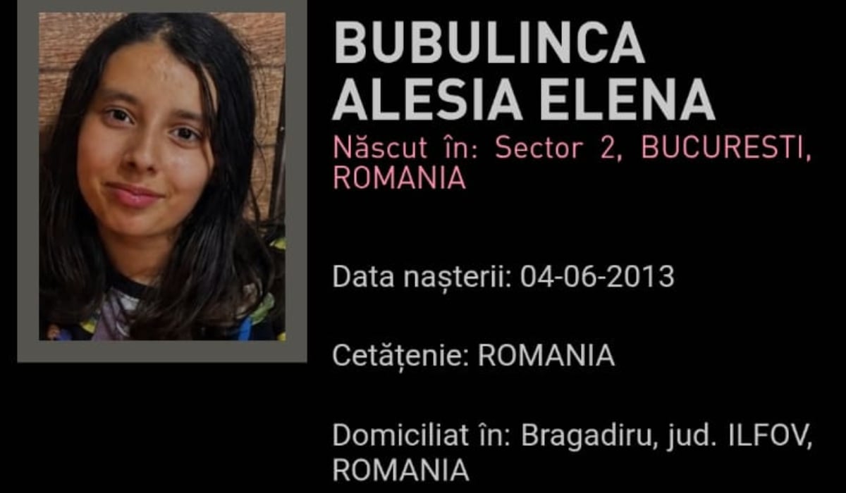 Fetiță dispărută: RO-Alert pentru Bubulincă Alesia din Bragadiru