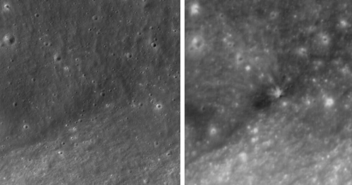 Nou crater pe Lună după impactul rachetei SpaceX